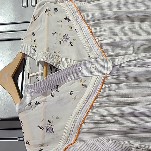 Free People Floral & Striped Light Weight Loose Long Sleeve Blouse Size Small - Picture 2 of 10